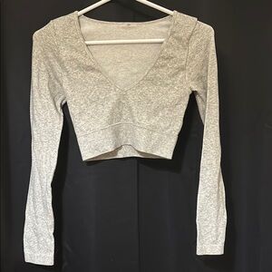 Gray Long Sleeve Crop Top